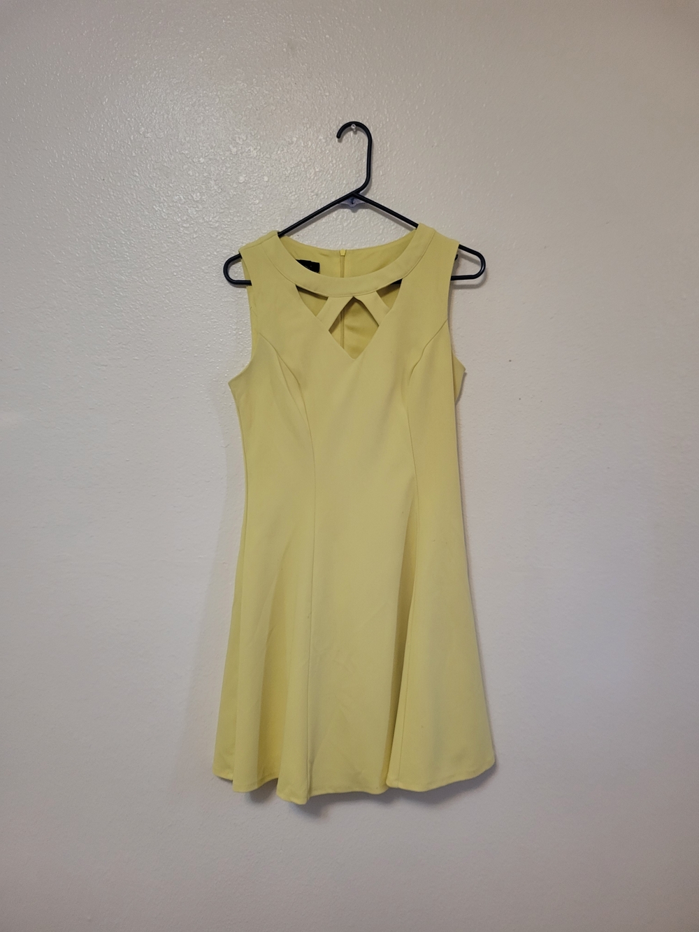 Alyx Pale Yellow Sleeveless Mini Dress with Cutout Neckline
